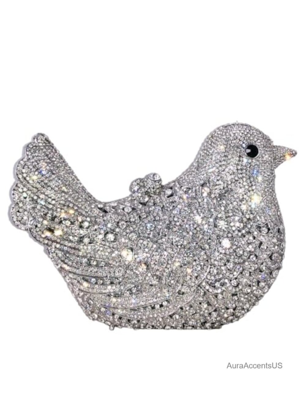 Bird Crystal Clutch Handmade Rhinestone Evening Bag Mini Metal Purse